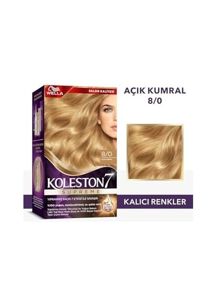 Wella Koleston Supreme Saç Boyası 8/0 Açık Kumral X2'li Set modelleri