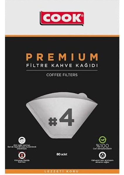 Premium Filtre Kahve Kağıdı - Ebat 4, 80 Adet