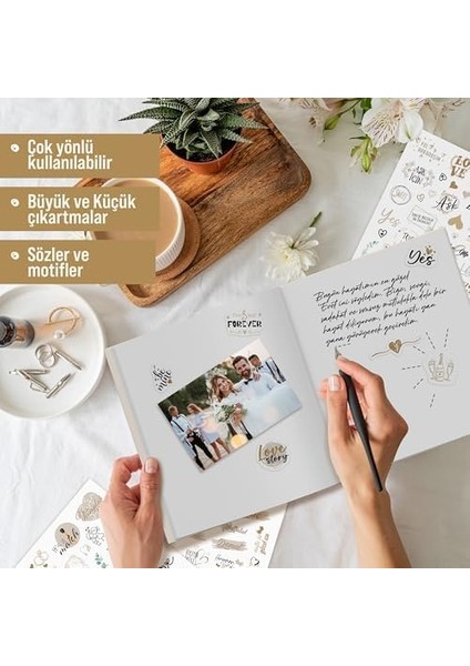 Düğün Seti, 325 Adet Çıkartma, Misafir, Konuk Defteri Veya Fotoğraf Albumü Için Sevgi Temalı, Dekorasyon Için Motifli Sözcüklü Düğün Etiketi, 10 Sayfa, A5 Boyut modelleri