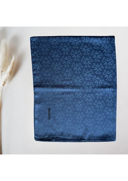 Yuvarlak Desenli Jakarlı Mavi Şal