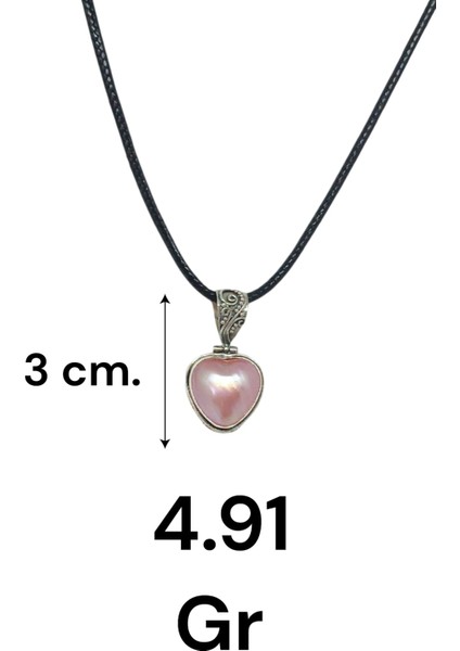 El Işçiliği 925 Ayar Gümüş Pembe Inci Kalp Kolye Ucu – Zarif ve Doğal Işıltı fiyatları
