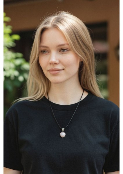 El Işçiliği 925 Ayar Gümüş Pembe Inci Kalp Kolye Ucu – Zarif ve Doğal Işıltı modelleri