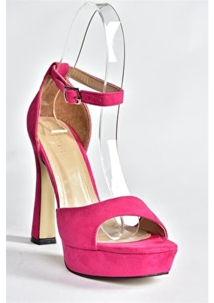 Fuşya Süet Kadın Topuklu Ayakkabı 13 cm