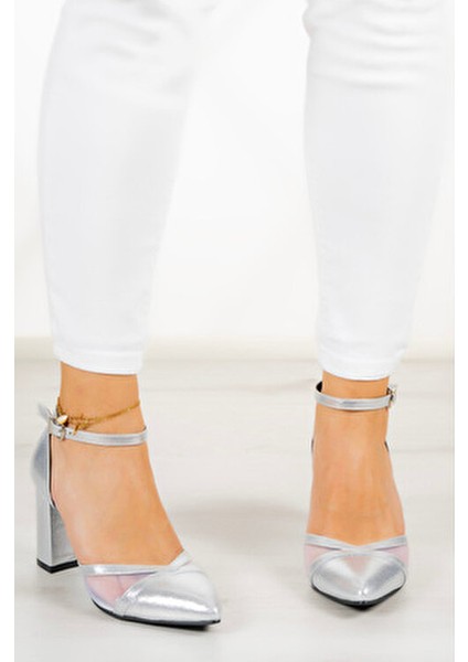 Diana Kadın Ayakkabı Kalın Topuklu Fileli Tasarım Kaliteli Neolit Taban