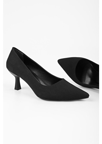 Kadın Magda Siyah Mat Saten Topuklu Ayakkabı Stiletto