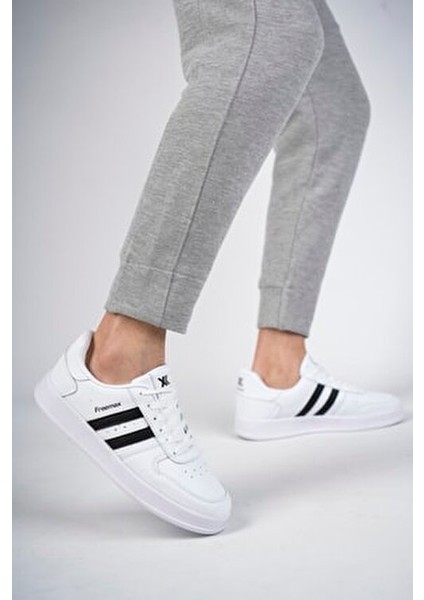 Spor Ayakkabı Kadın Unisex Mikrofiber Dış Materyal Kauçuk Tabanlı Beyaz Siyah