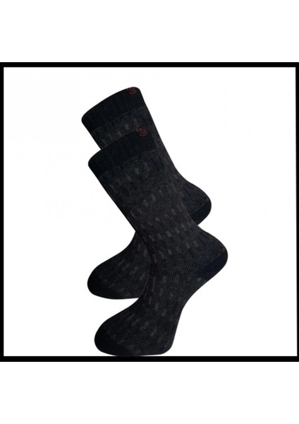 Uyguna-Yakala Erkek Çorabı Siyah Kuzu Yünü Havlu -RAP.394