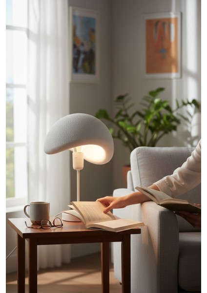 Beton Görünümlü Modern Masa Lambası Metal Gövdeli Abajur Yatak Odası ve Salon Dekoratif Aydınlatma modelleri