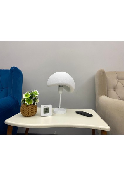 Beton Görünümlü Modern Masa Lambası Metal Gövdeli Abajur Yatak Odası ve Salon Dekoratif Aydınlatma