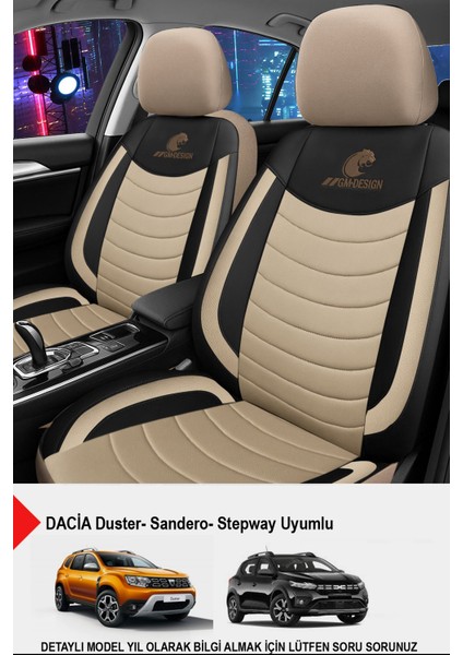 Panther Serisi Keten Kumaş Oto Koltuk Kılıfı-(Dacia Sandero-Stepway-Duster Uyumlu)