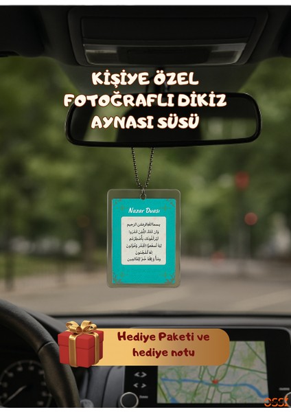 Nazar Duası ve Açıklamalı, Araba Süsü, Araba Süsü, Hediye Araç Içi, Baba Anne Hediye-Çift Taraflı