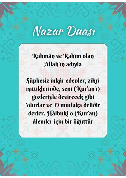 Nazar Duası ve Açıklamalı, Araba Süsü, Araba Süsü, Hediye Araç Içi, Baba Anne Hediye-Çift Taraflı indirimleri