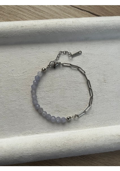 Tanzanit Taşı Çelik Bileklik El Yapımı fiyatları