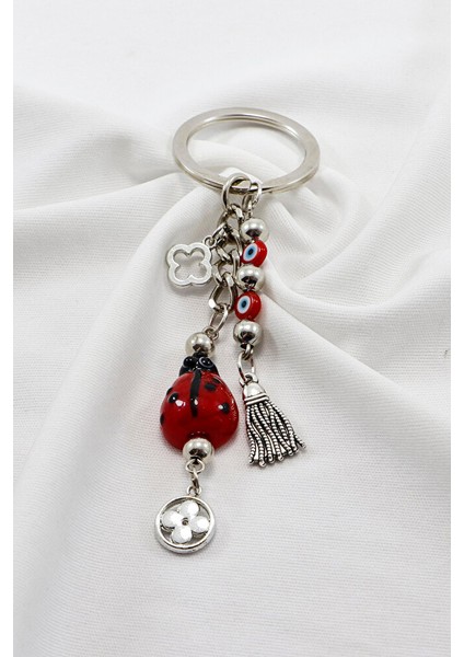 El Yapımı Uğur Böcekli Salkım Nazar Boncuklu Anahtarlık, Nazarlı Hediyelik Çanta Süsü modelleri