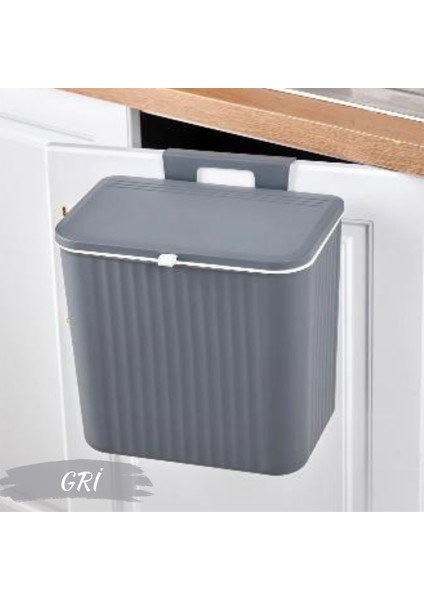 15 Litre Askılı Çöp Kutusu , Mutfak ve Banyo Dolap Askılı Çöp Kovası / Gri