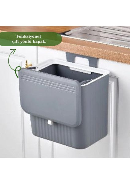 15 Litre Askılı Çöp Kutusu , Mutfak ve Banyo Dolap Askılı Çöp Kovası / Gri modelleri