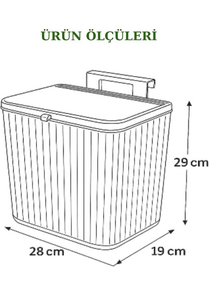15 Litre Askılı Çöp Kutusu , Mutfak ve Banyo Dolap Askılı Çöp Kovası / Gri fırsatları