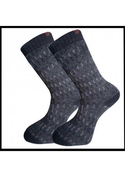 Uyguna-Yakala Erkek Çorabı Gri Kuzu Yünü Havlu -RAP.396