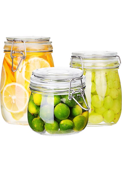 3'lü Korken Kavanoz 500 ml Vakumlu Kilitli Cam Saklama Kavanozu indirimleri