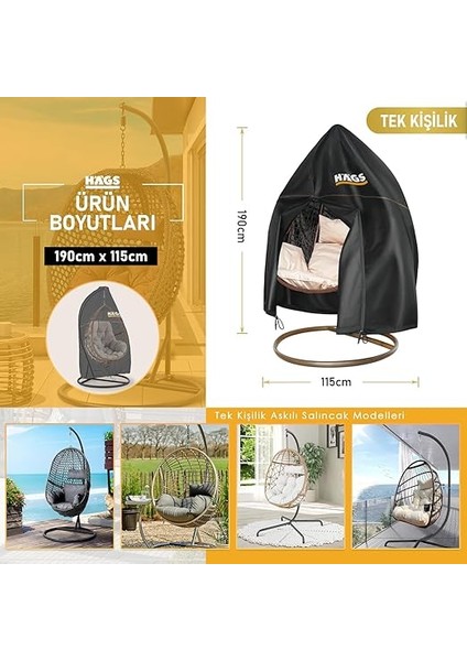 Bahçe Salıncağı Örtüsü, Rattan Salıncak Koltuk Koruma Kılıfı Brandası, Hamak Sandalye Dış Mekan Su Geçirmez Mobilyası Koruyucu Örtü - 190 x 115CM fiyatları