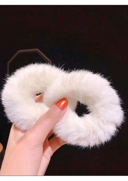 Kadın 2'li Beyaz Peluş Lastik Toka Seti,kadın Çocuk Mandal Toka, Lastik Toka Seti, Toka Organizer, Toka, Kız Çocuk Toka, Toka