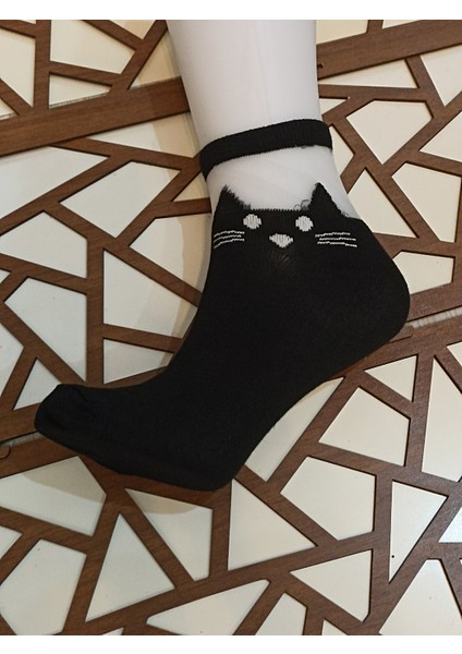 Penye Tüllü Desenli 8'li Kadın Patik Çorap modelleri