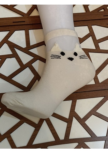 Penye Tüllü Desenli 12'li Kadın Patik Çorap