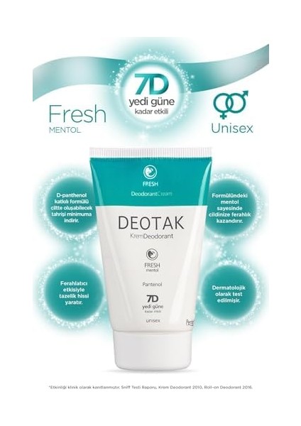 Deotak Mentol Ferahlığı 7 Güne Kadar Etkili Krem Deodorant 35 ml modelleri