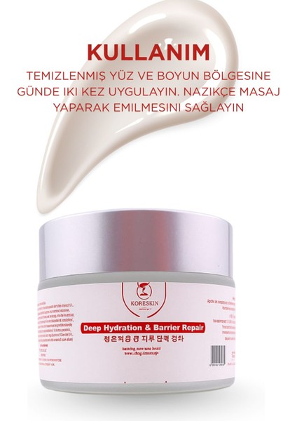 Yüz Kremi | 72 Saat Etkili Nemlendirici Kremi | Hyaluronik Asit | Bariyer Onarıcı |tüm Cilt Tipleri