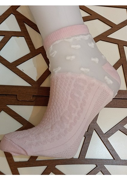 Penye Tüllü Desenli 4'lü Kadın Patik Çorap fırsatları