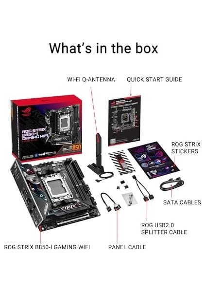 Rog Strıx B850-I Gamıng Wıfı Amd B850 Am5 Ddr5 8400 Dp HDMI Çift M2 Usb3.2 Gen 2x2 Wifi 7 + Bt Aura Rgb 2.5gbit Lan Mini Itx,2xgen5 M.2, Q-, Ready For Advanced Aı Pc, Aı Advisor fiyatları
