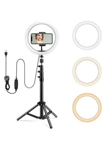 Halka Işık Genişletilmiş Standı ve Telefon Tutucusu Youtube Videosu Için Kamera LED Halka Işık Akış Makyaj Selfie Fotoğrafları ile Uyumlu (Bbl HX260 10 Inç) fiyatları