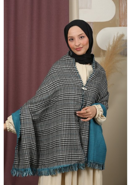 Çift Taraflı Ekose Kışlık Omuz Şalı