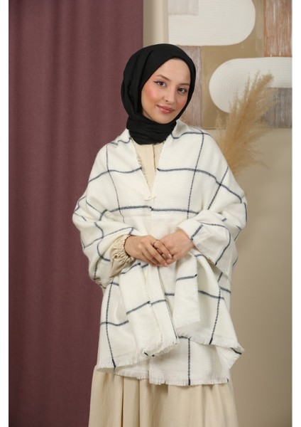 Çift Taraflı Çizgili Kışlık Omuz Şalı