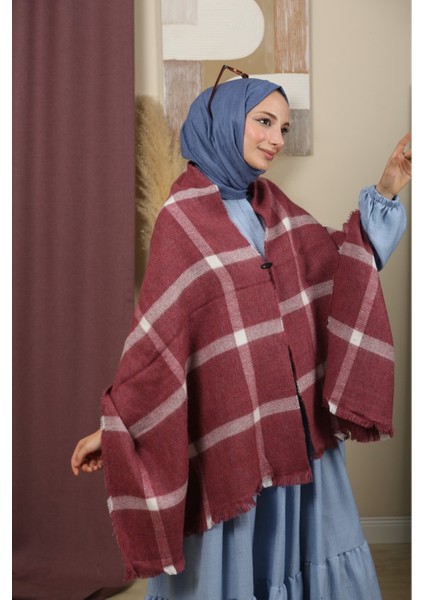 Çift Taraflı Çizgili Kışlık Omuz Şalı