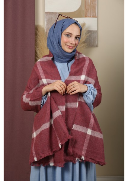 Çift Taraflı Çizgili Kışlık Omuz Şalı modelleri