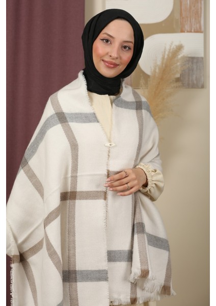 Çift Taraflı Çizgili Kışlık Omuz Şalı modelleri