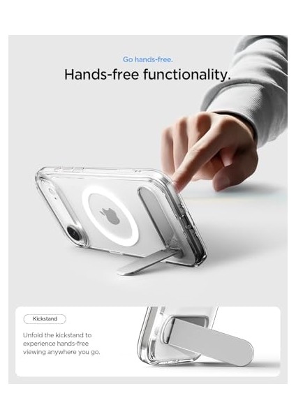 Air ile Uyumlu Ince Magsafe Kılıf Ultra Hybrid S Metal Stand'lı Sararma Karşıtı Duraclear Hava Kanalı Teknolojisi Askeri Sınıf Koruma Magfit Clear Şeffaf Kapak - ACS09926 fiyatları