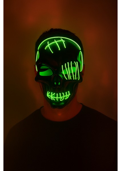 Halloween Maske Pilli Neon Işıklı Maske Yeşil indirimleri