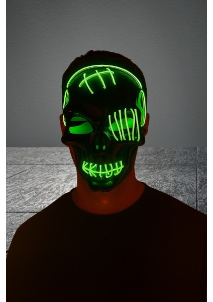 Halloween Maske Pilli Neon Işıklı Maske Yeşil