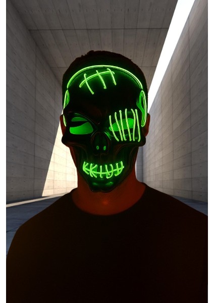 Halloween Maske Pilli Neon Işıklı Maske Yeşil