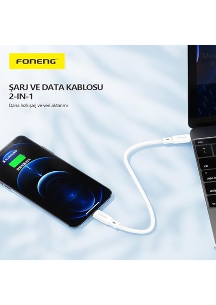 Foneng X107 Mini Type-C To Lightning 30CM Şarj Kablosu ve Data Kablosu Beyaz fiyatları