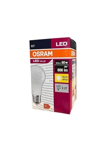 Ledvalue 8.5W E27 LED Ampul | 2700K Sarı Işık, 806 Lümen, 60W Eşdeğer | Enerji Tasarruflu Ampul – 10'lu Paket modelleri