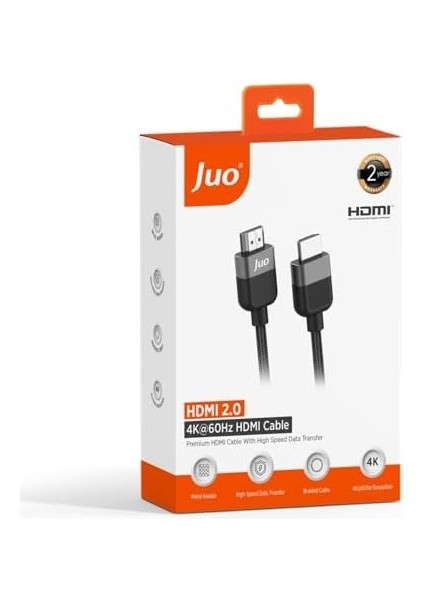 Juo 4K 60Hz 18GBPS Hdr Arc Hdcp Destekli HDMI 2.0 Örgülü Kablo 1 Metre modelleri