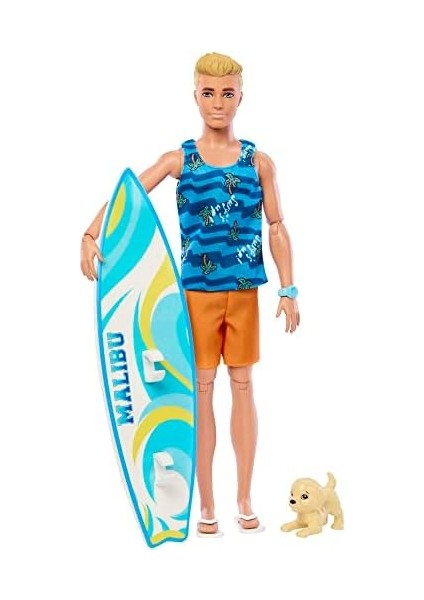 Sörf Tahtası ile Ken Bebek, Bükülebilir Sarışın, Havlu Gibi Temaya Uygun Aksesuarlarıyla Ken Plaj Bebeği, HPT50 modelleri