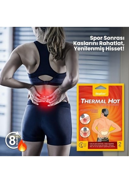 Stopever Thermal Hot Sıcak Terapi Flasteri - 6'lı Paket | Kas ve Bel Ağrılarını Hafifletmeye Yardımcı | 8 Saat Etkili Isı Terapisi | Ilaç Içermez | 12 Adet (6x2)