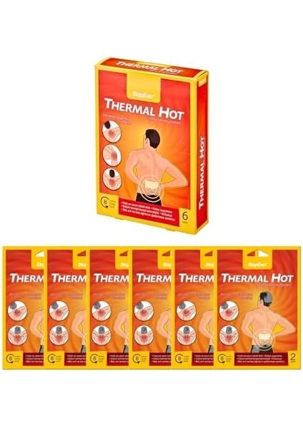 Stopever Thermal Hot Sıcak Terapi Flasteri - 6'lı Paket | Kas ve Bel Ağrılarını Hafifletmeye Yardımcı | 8 Saat Etkili Isı Terapisi | Ilaç Içermez | 12 Adet (6x2) fiyatları