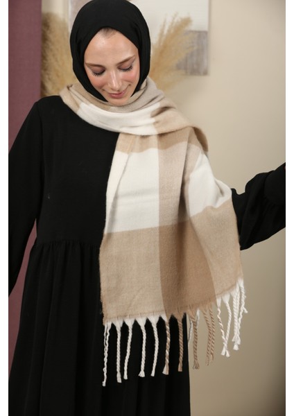 Çift Taraflı Ekose Kışlık Omuz Şalı