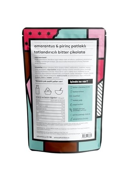 Saf Nutrition Amarantlı Pirinç Patlaklı Çikolata 40 gr