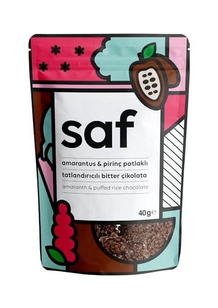 Saf Nutrition Amarantlı Pirinç Patlaklı Çikolata 40 gr fiyatları